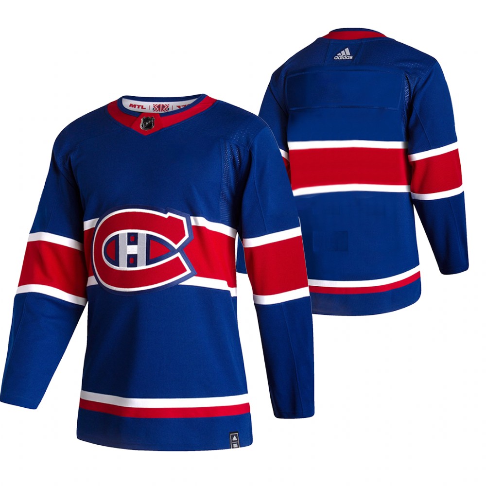 2021 Adidias Montreal Canadiens Blank Blue Men  Reverse Retro Alternate NHL Jersey->montreal canadiens->NHL Jersey